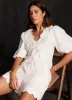 White Linen Scallop Tie Front Top sold by Mint Velvet