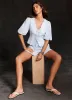 Blue Linen Scallop Tie Front Top sold by Mint Velvet