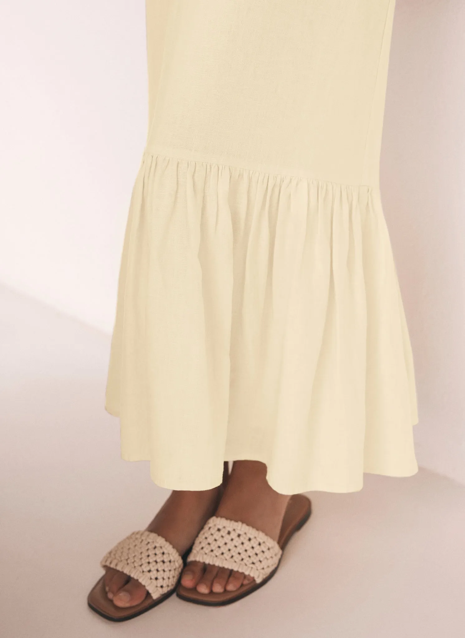 Yellow Linen Tiered Maxi Skirt sold by Mint Velvet product image thumbnail 4