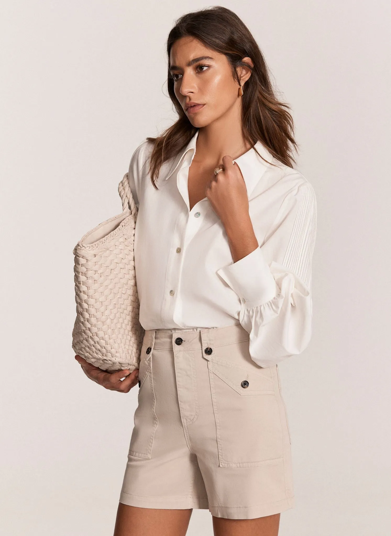 Neutral Cotton Chino Shorts sold by Mint Velvet