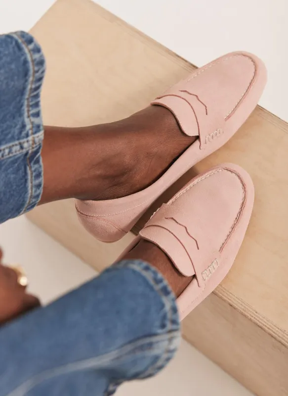 Bethan Pink Suede Loafers sold by Mint Velvet