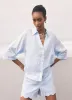 Blue Linen Scallop Trim Shorts sold by Mint Velvet