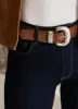 Tan Suede Statement Buckle Belt sold by Mint Velvet