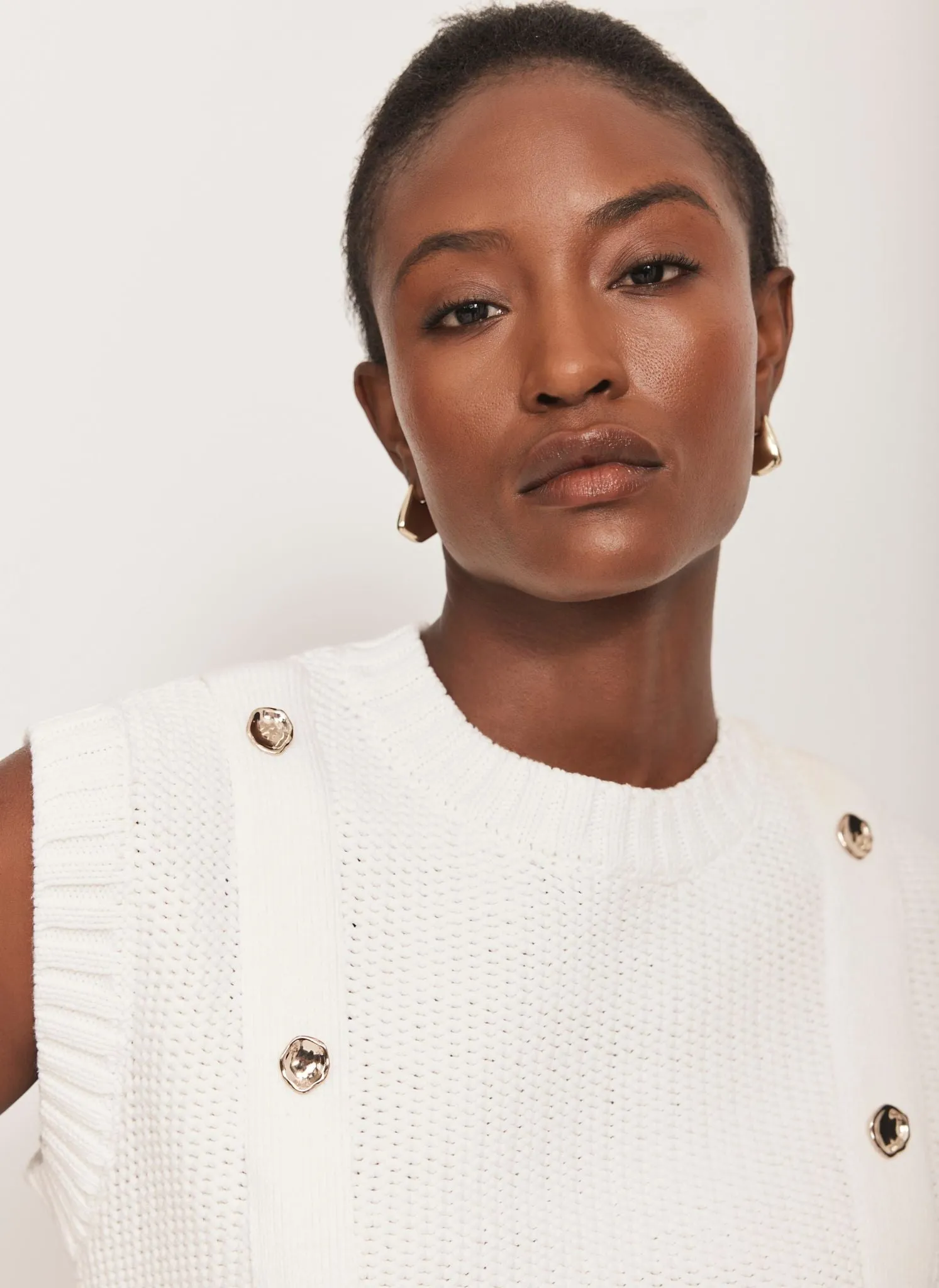 White Sleeveless Cotton Knit Top sold by Mint Velvet product image thumbnail 4