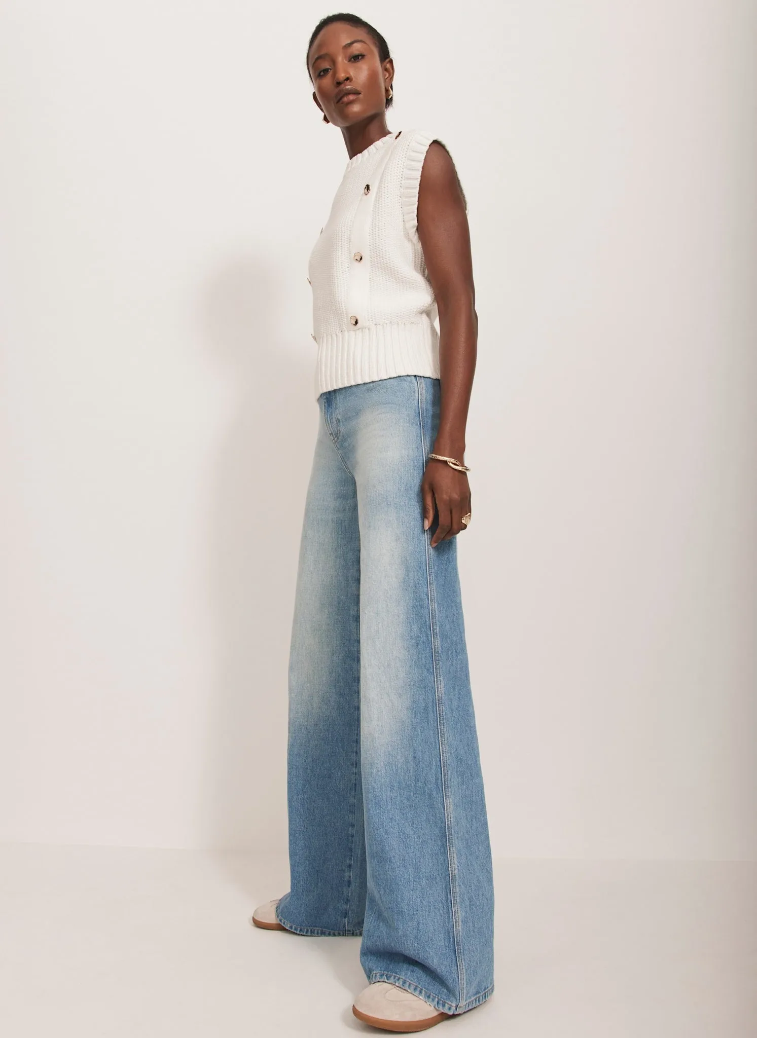 White Sleeveless Cotton Knit Top sold by Mint Velvet