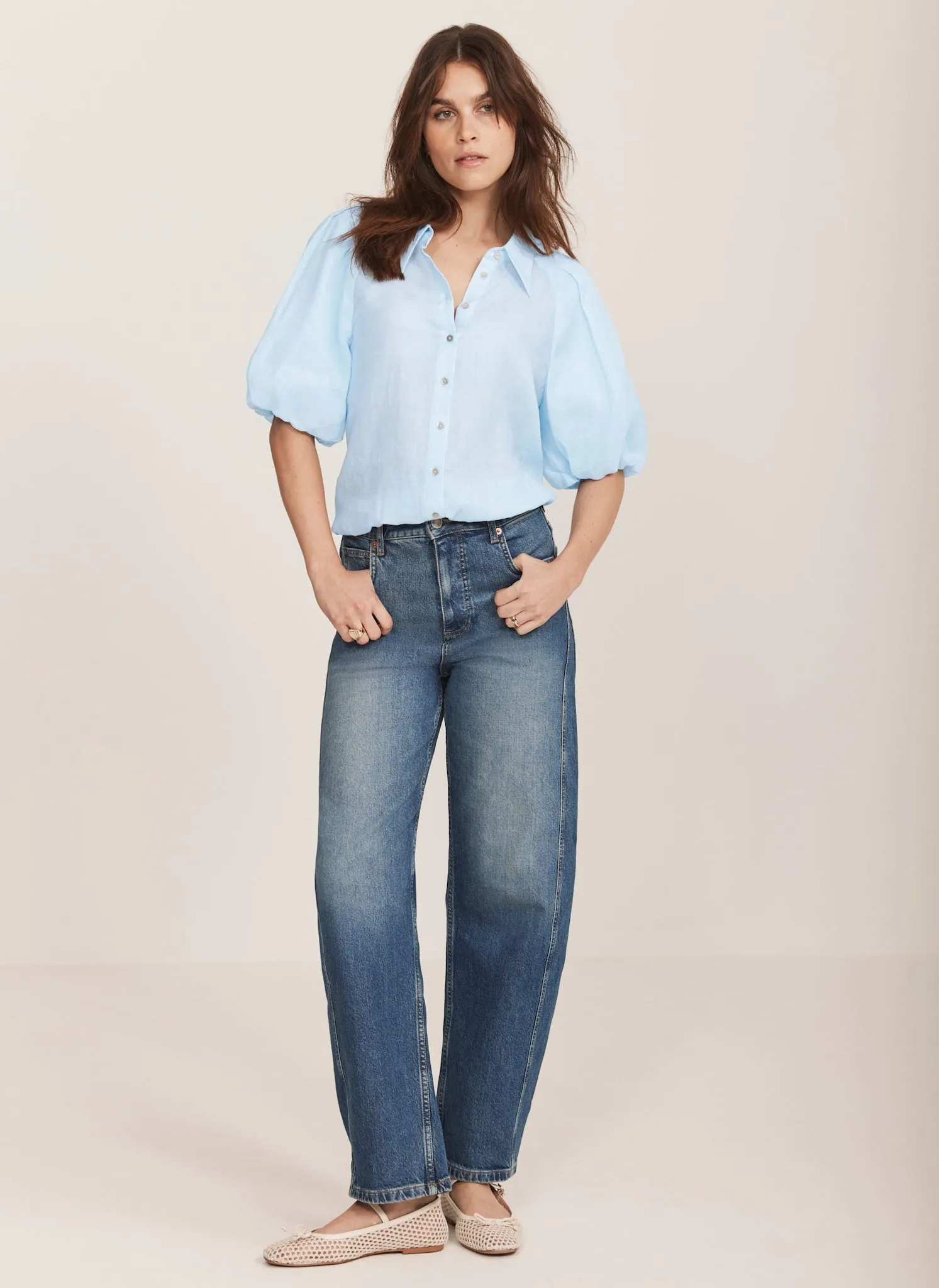 Blue Puff Sleeve Shirt sold by Mint Velvet product image thumbnail 4