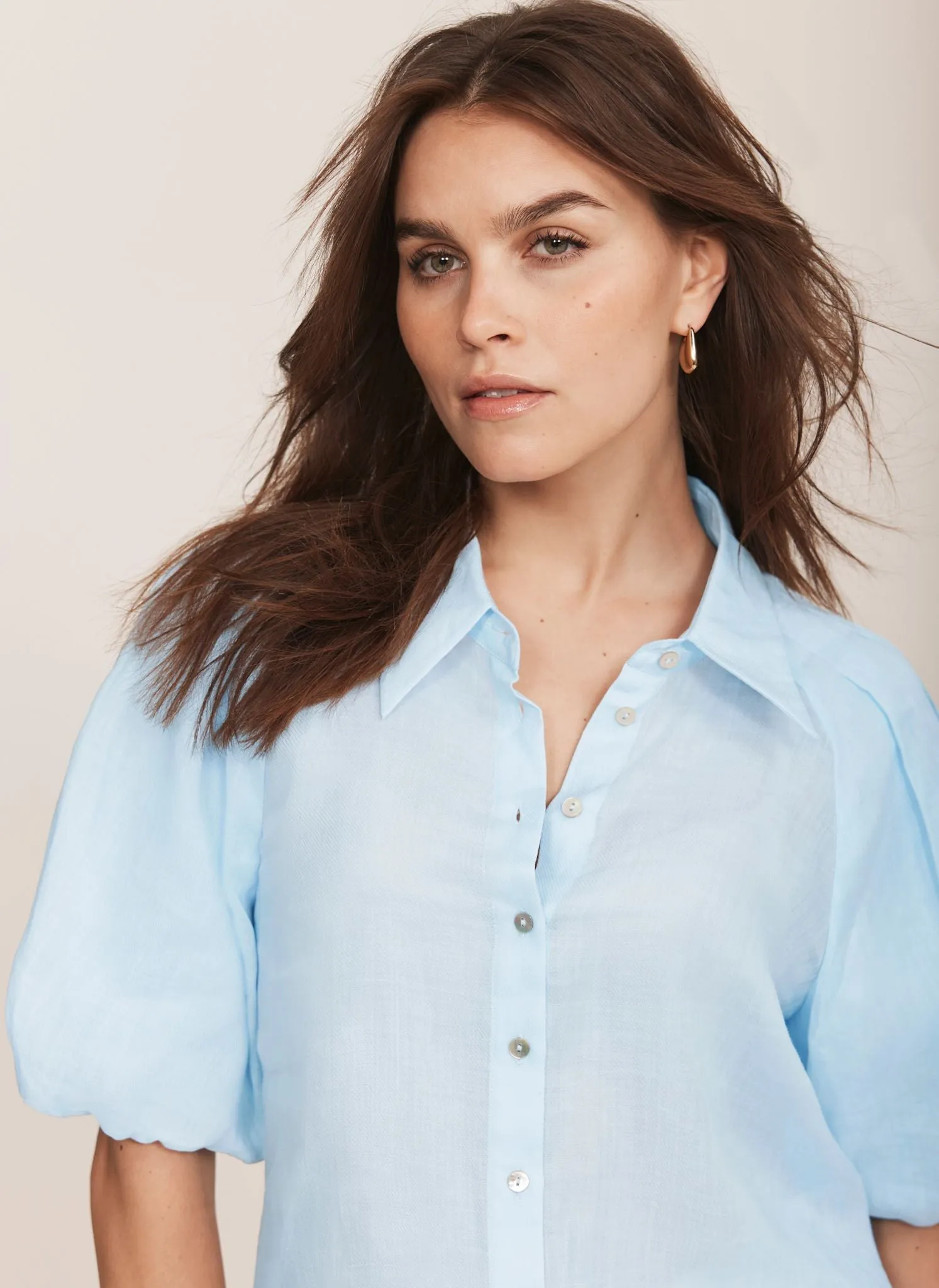Blue Puff Sleeve Shirt sold by Mint Velvet product image thumbnail 3