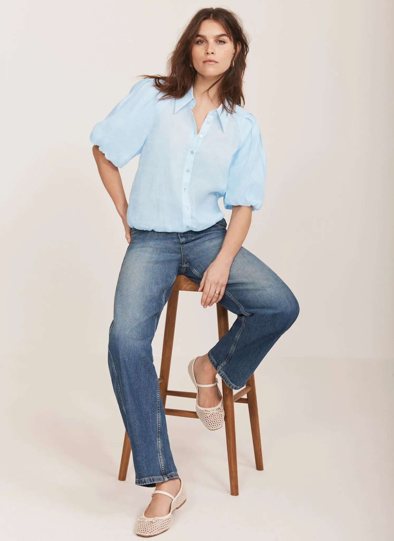 Blue Puff Sleeve Shirt sold by Mint Velvet product image thumbnail 2