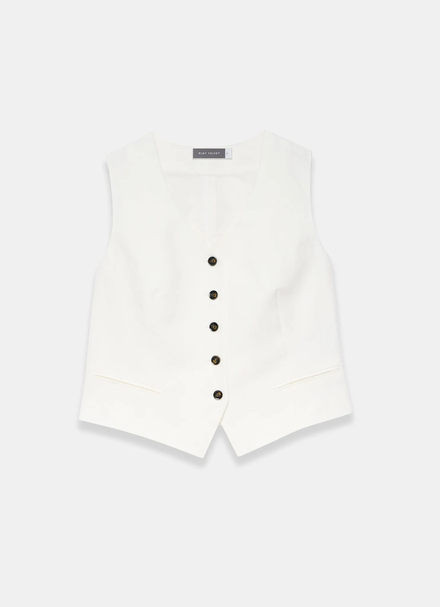 White Linen Blend Tailored Waistcoat sold by Mint Velvet product image thumbnail 5