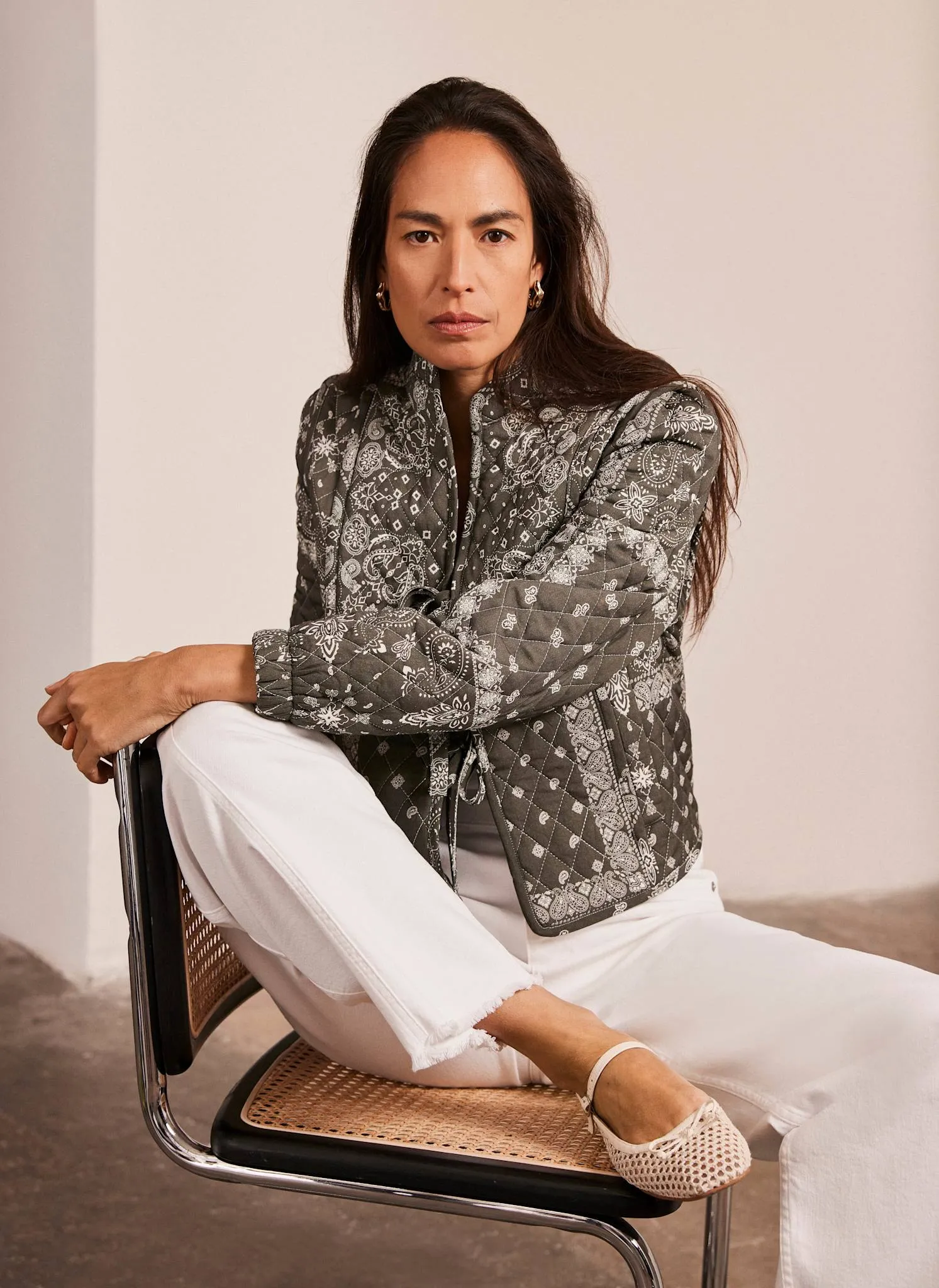 Khaki Print Quilted Jacket sold by Mint Velvet product image thumbnail 5