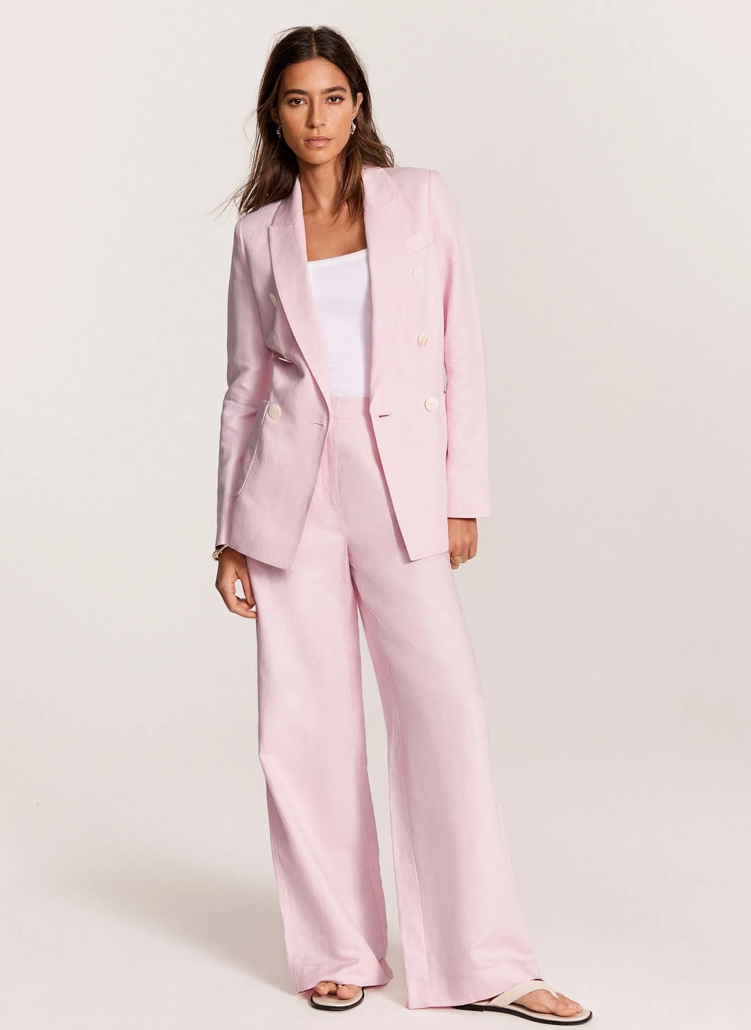 Pink Wide Leg Linen Blend Trousers sold by Mint Velvet product image thumbnail 2