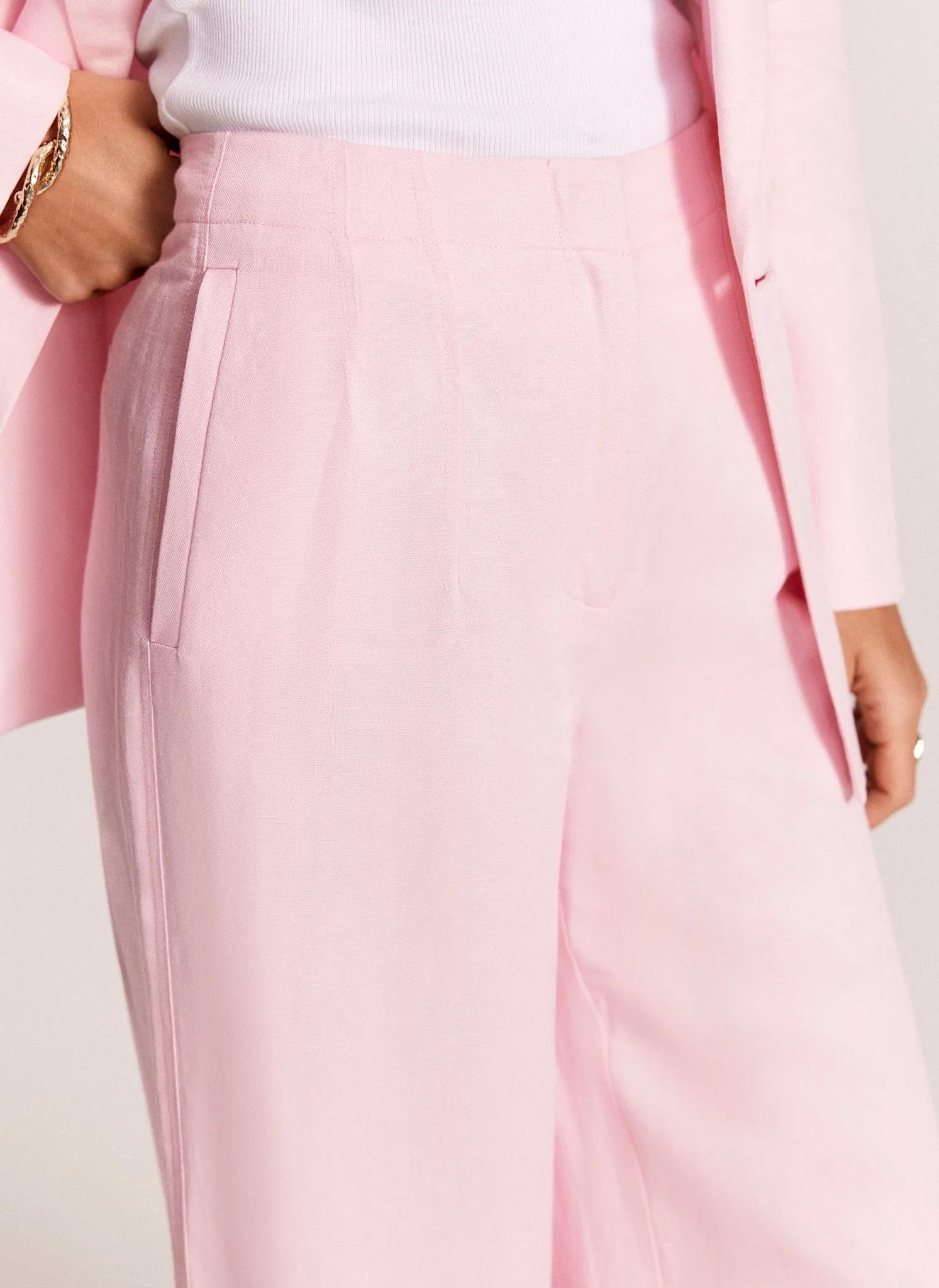 Pink Wide Leg Linen Blend Trousers sold by Mint Velvet product image thumbnail 3