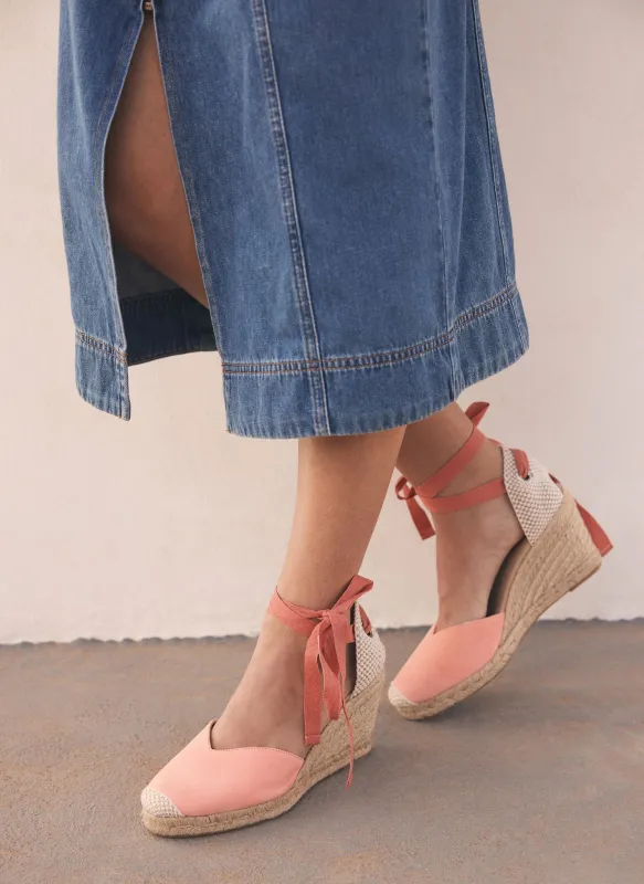 Pink Espadrille Tie Wedges sold by Mint Velvet