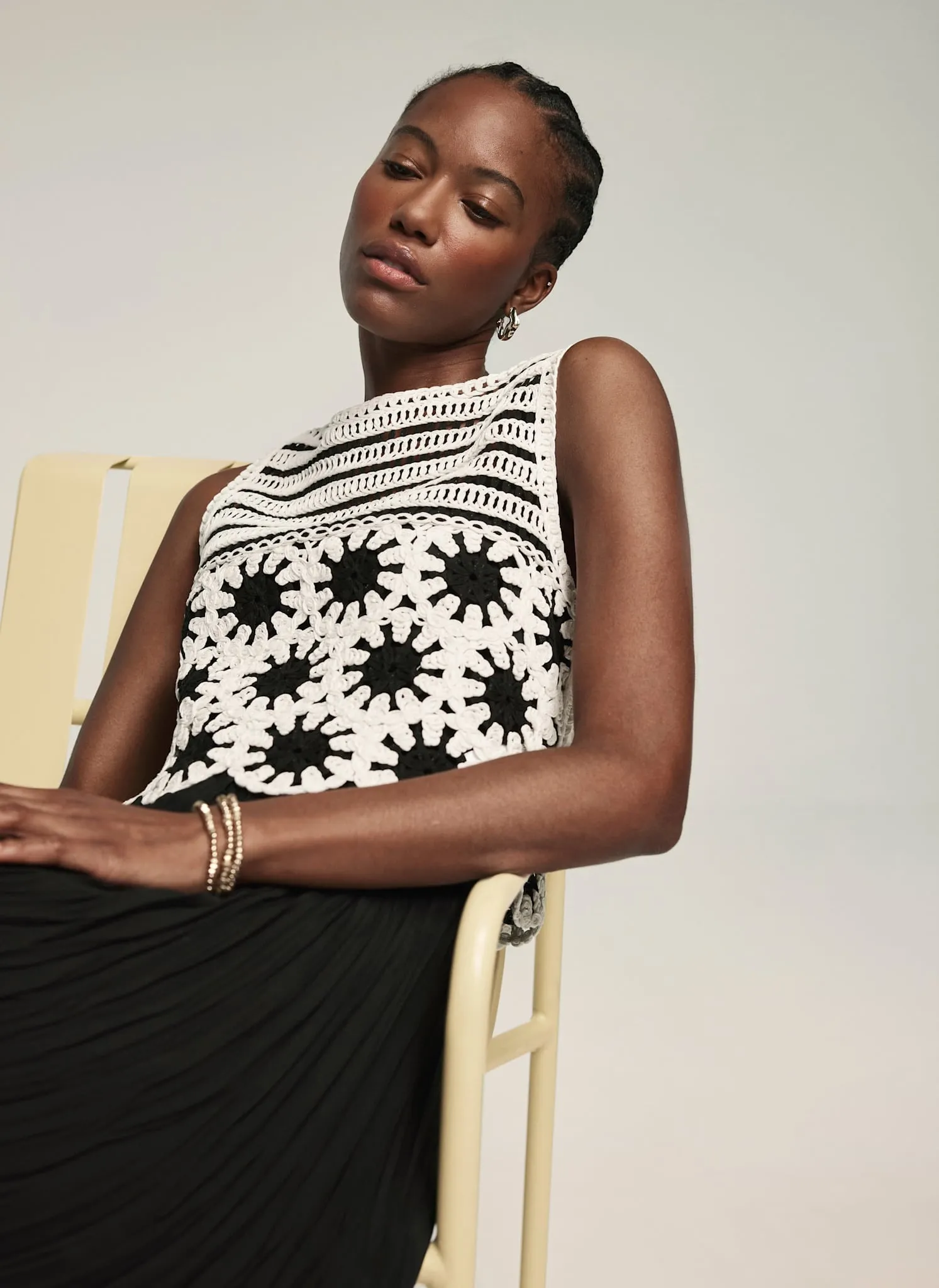 Black Crochet Midi Dress sold by Mint Velvet product image thumbnail 3