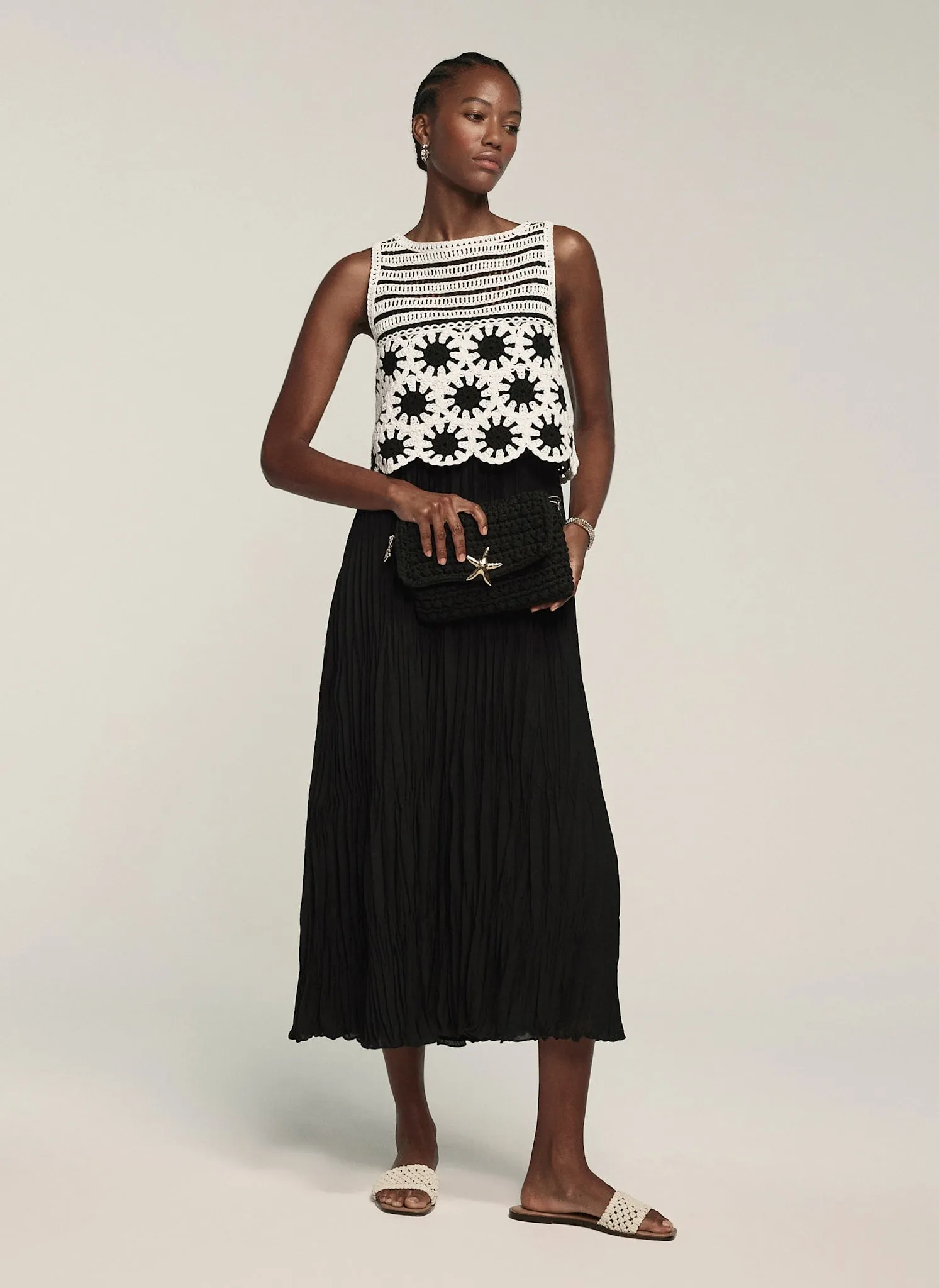 Black Crochet Midi Dress sold by Mint Velvet