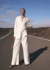 White Linen Lace Trim Wide Trousers sold by Mint Velvet