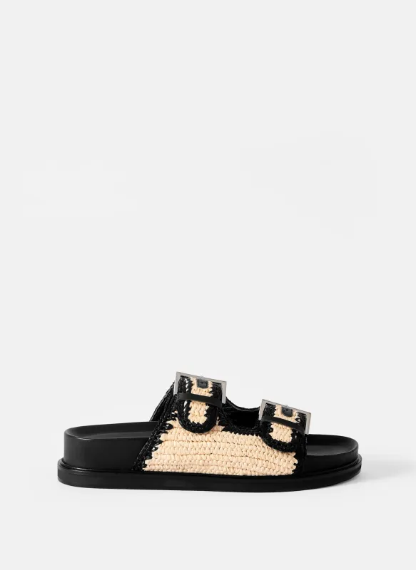 Mal Cream Raffia Sliders made by Mint Velvet