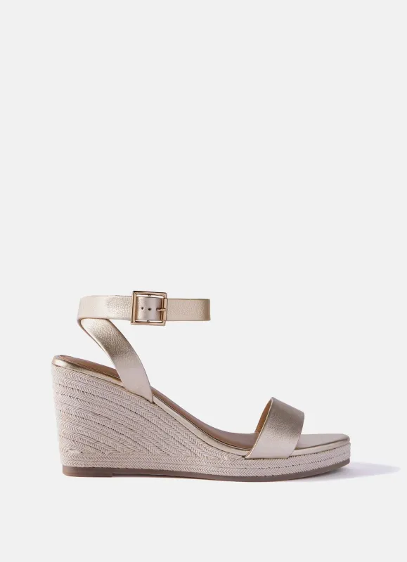 Sasha Gold Strappy Metallic Wedge sold by Mint Velvet