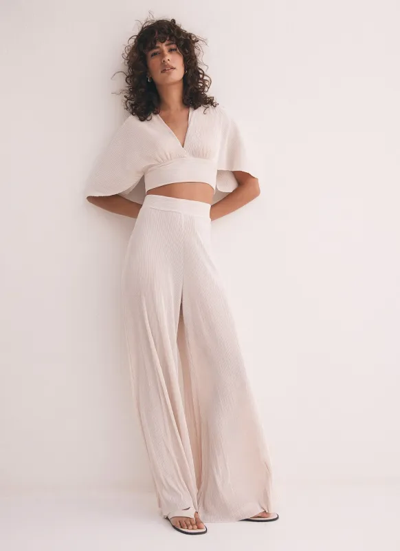 Cream Plisse Top and Trouser Set sold by Mint Velvet