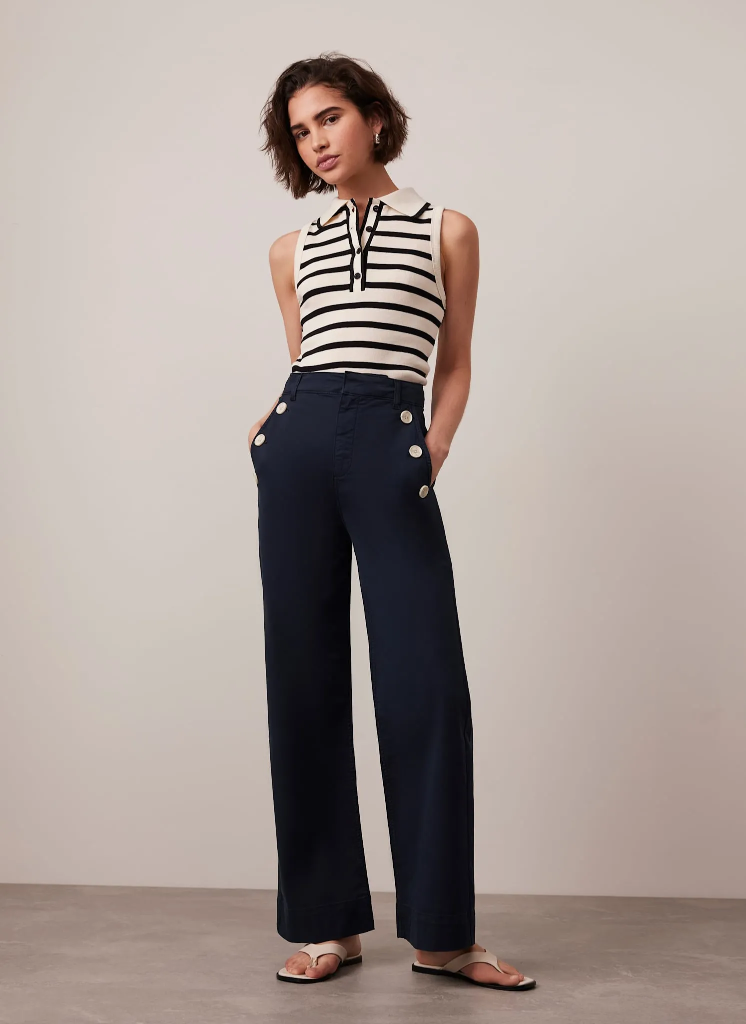 Neutral Striped Polo Top sold by Mint Velvet product image thumbnail 4