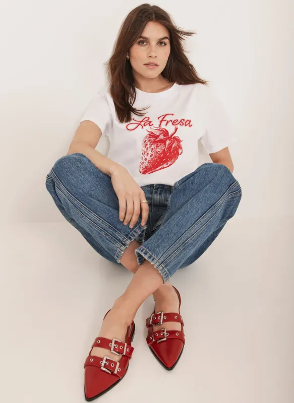 White Strawberry Graphic T-Shirt sold by Mint Velvet