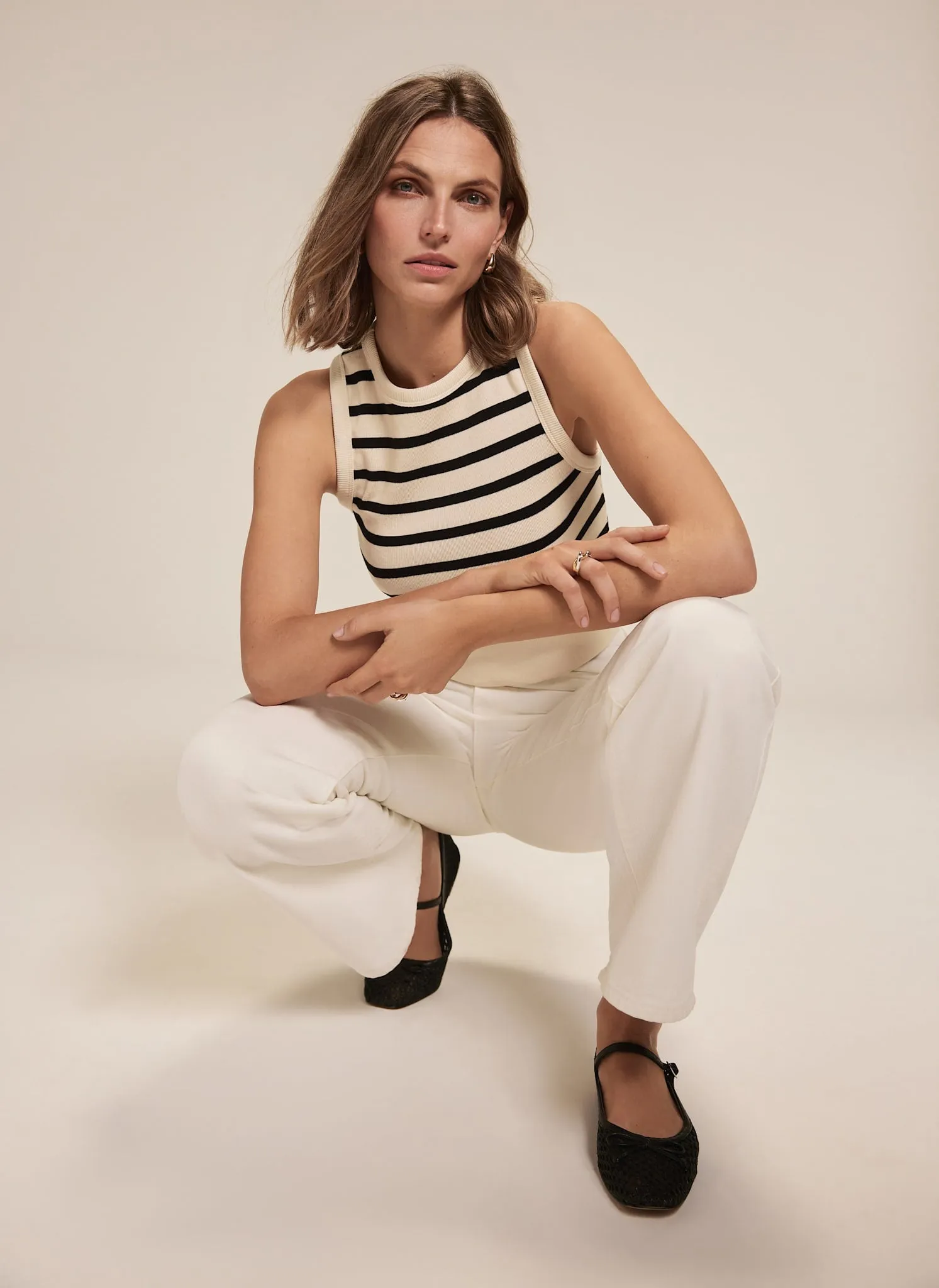 Neutral Striped Cropped Vest Top sold by Mint Velvet product image thumbnail 2