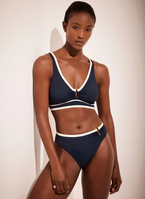Navy Tipped Bikini Top sold by Mint Velvet