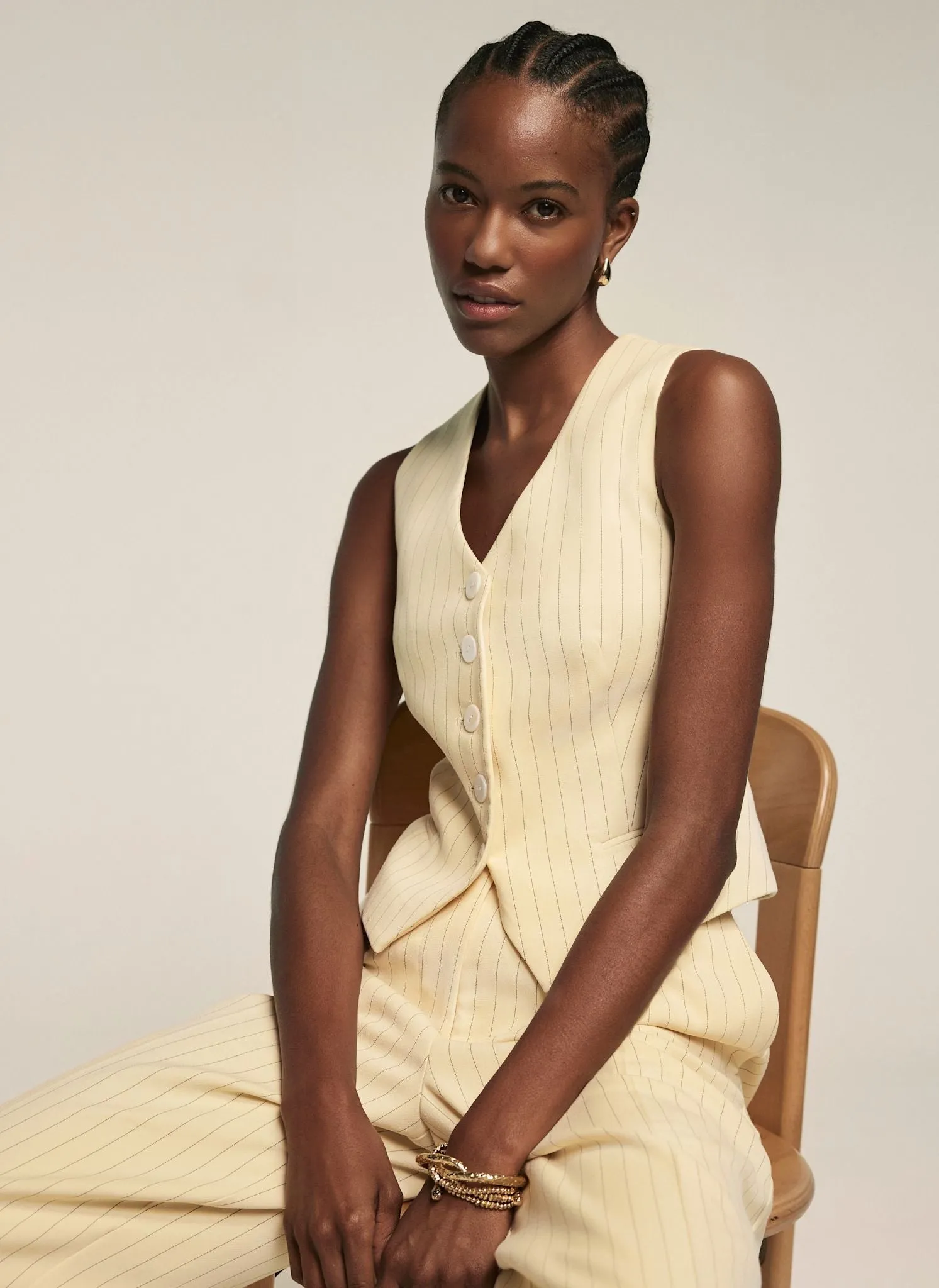 Yellow Pinstripe Waistcoat sold by Mint Velvet product image thumbnail 5