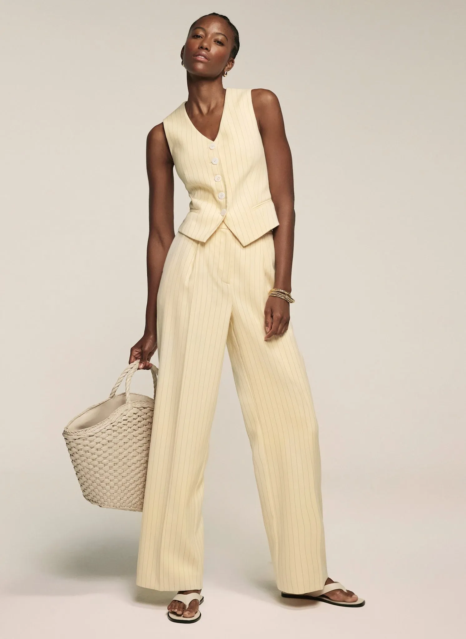 Yellow Pinstripe Waistcoat sold by Mint Velvet product image thumbnail 4