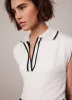 White Ribbed Contrast Polo Top sold by Mint Velvet
