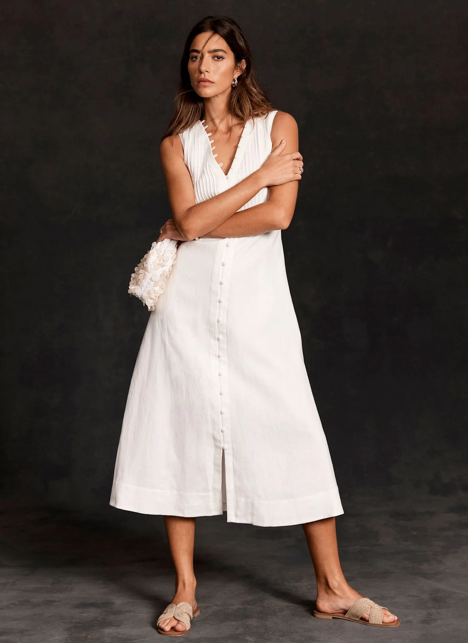 White Linen Midi Dress sold by Mint Velvet product image thumbnail 2