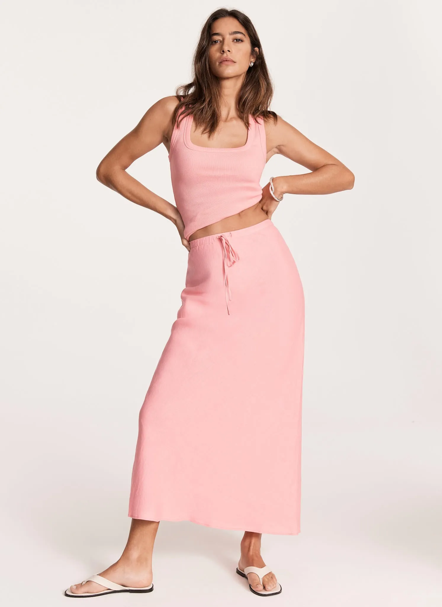 Pink Linen Maxi Skirt sold by Mint Velvet