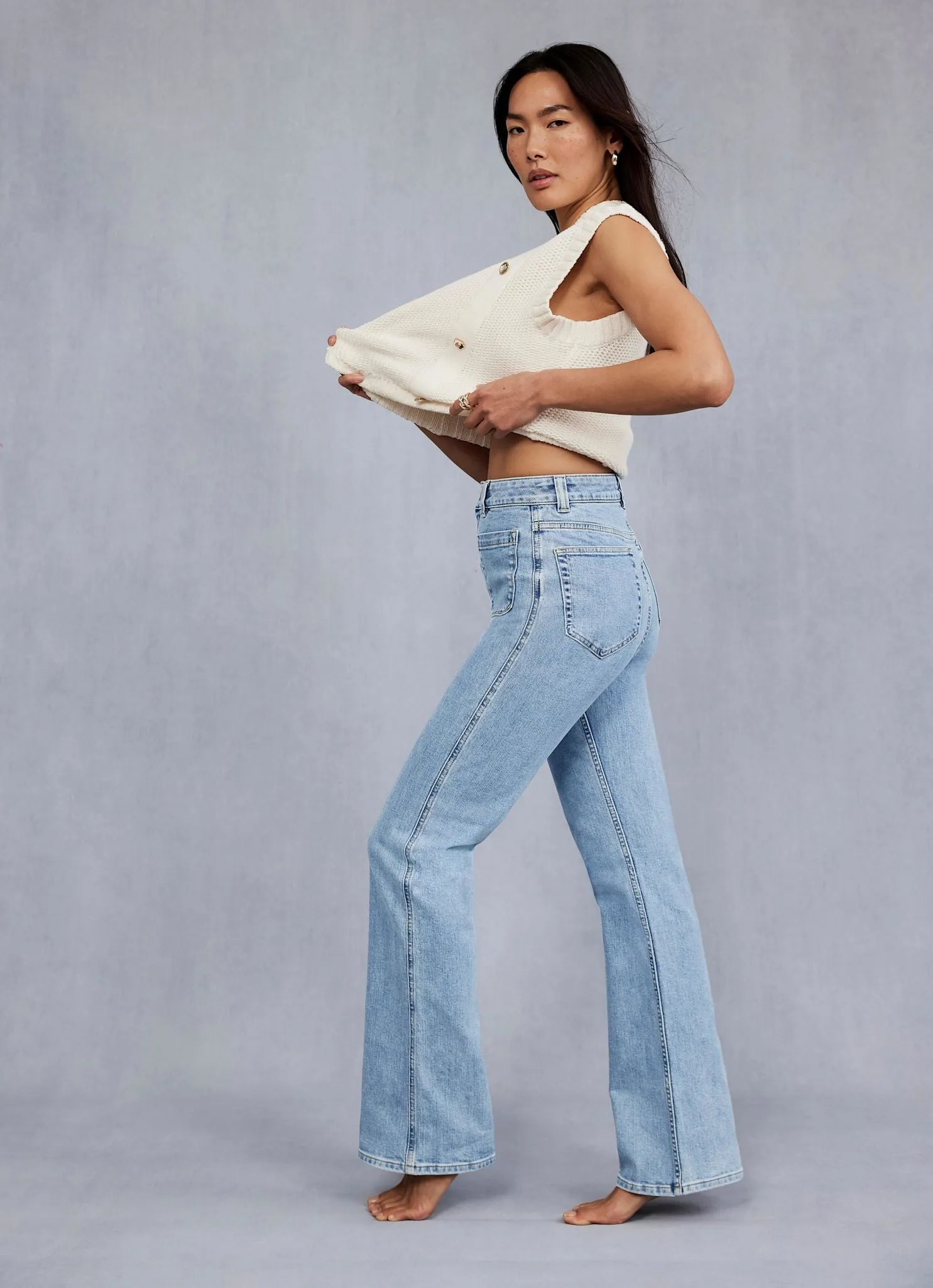 Light Indigo Relaxed Bootcut Patch Pocket Jeans sold by Mint Velvet product image thumbnail 3