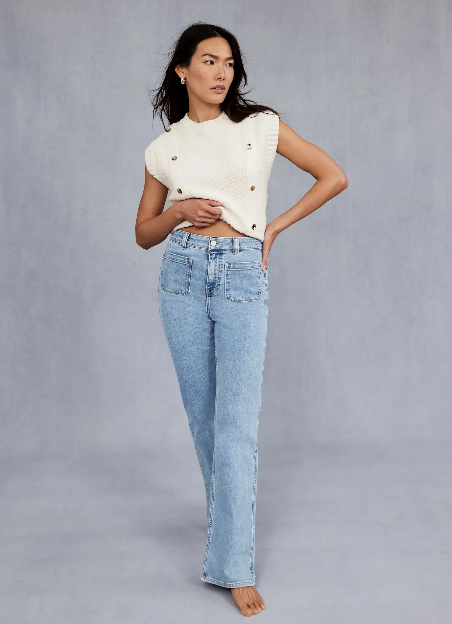 Light Indigo Relaxed Bootcut Patch Pocket Jeans sold by Mint Velvet product image thumbnail 5