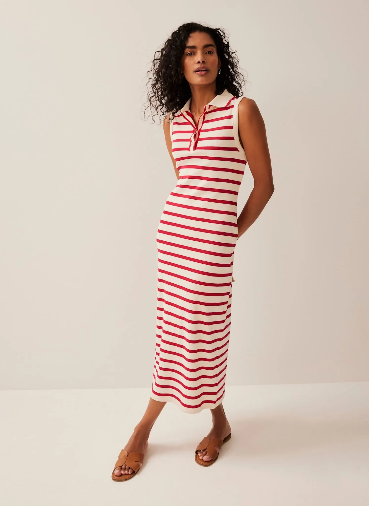 Red Striped Polo Midi Dress sold by Mint Velvet product image thumbnail 2