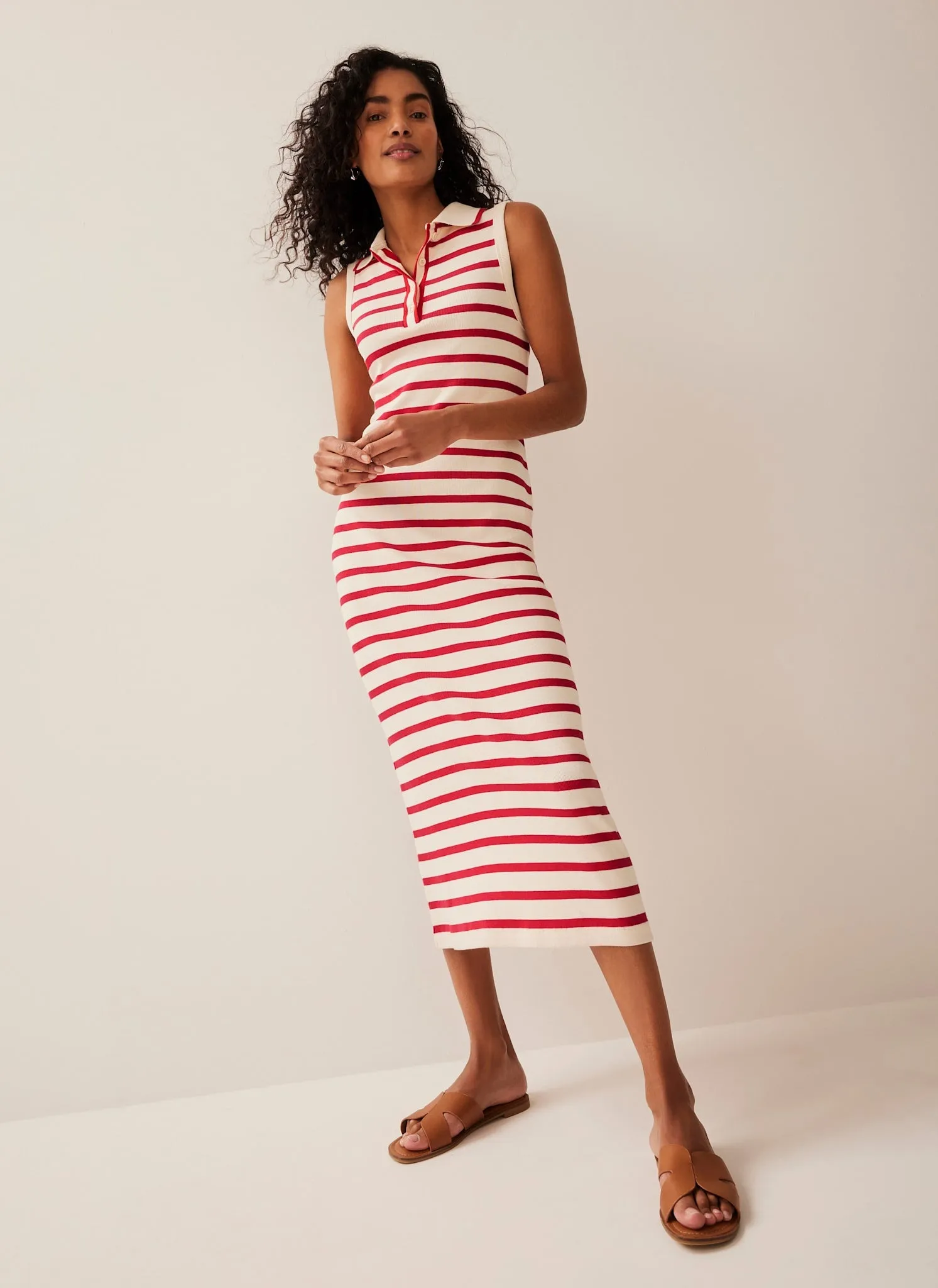 Red Striped Polo Midi Dress sold by Mint Velvet