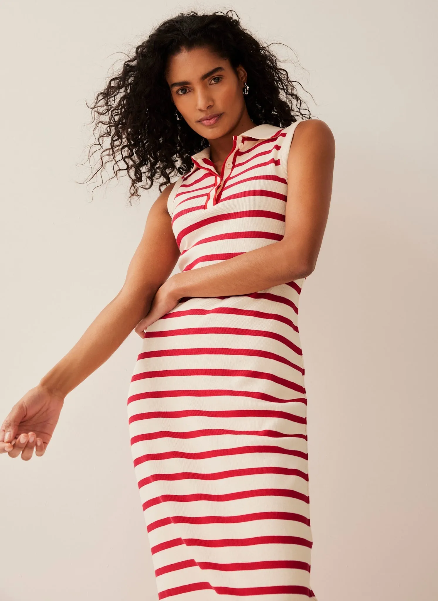 Red Striped Polo Midi Dress sold by Mint Velvet product image thumbnail 4