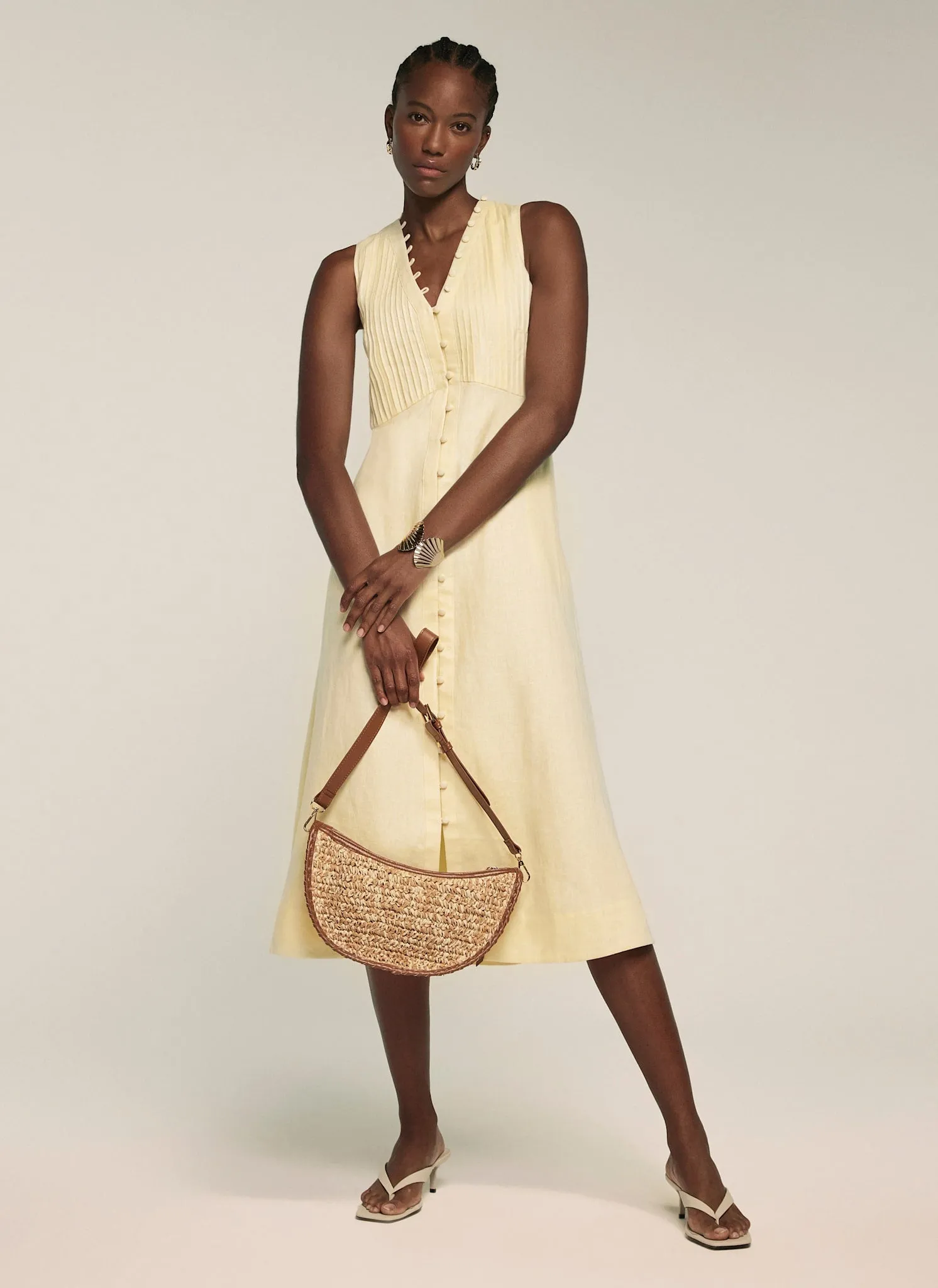 Yellow Linen Midi Dress sold by Mint Velvet product image thumbnail 3