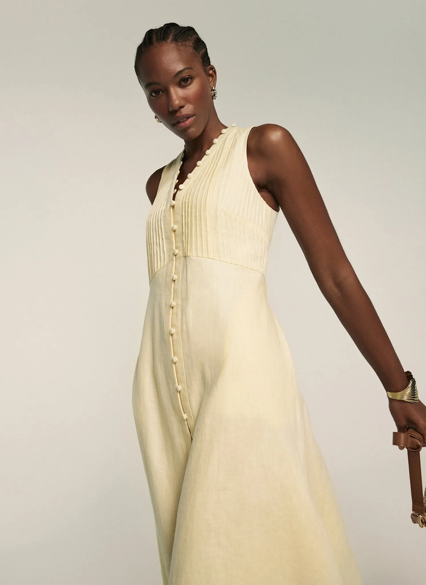 Yellow Linen Midi Dress sold by Mint Velvet product image thumbnail 4