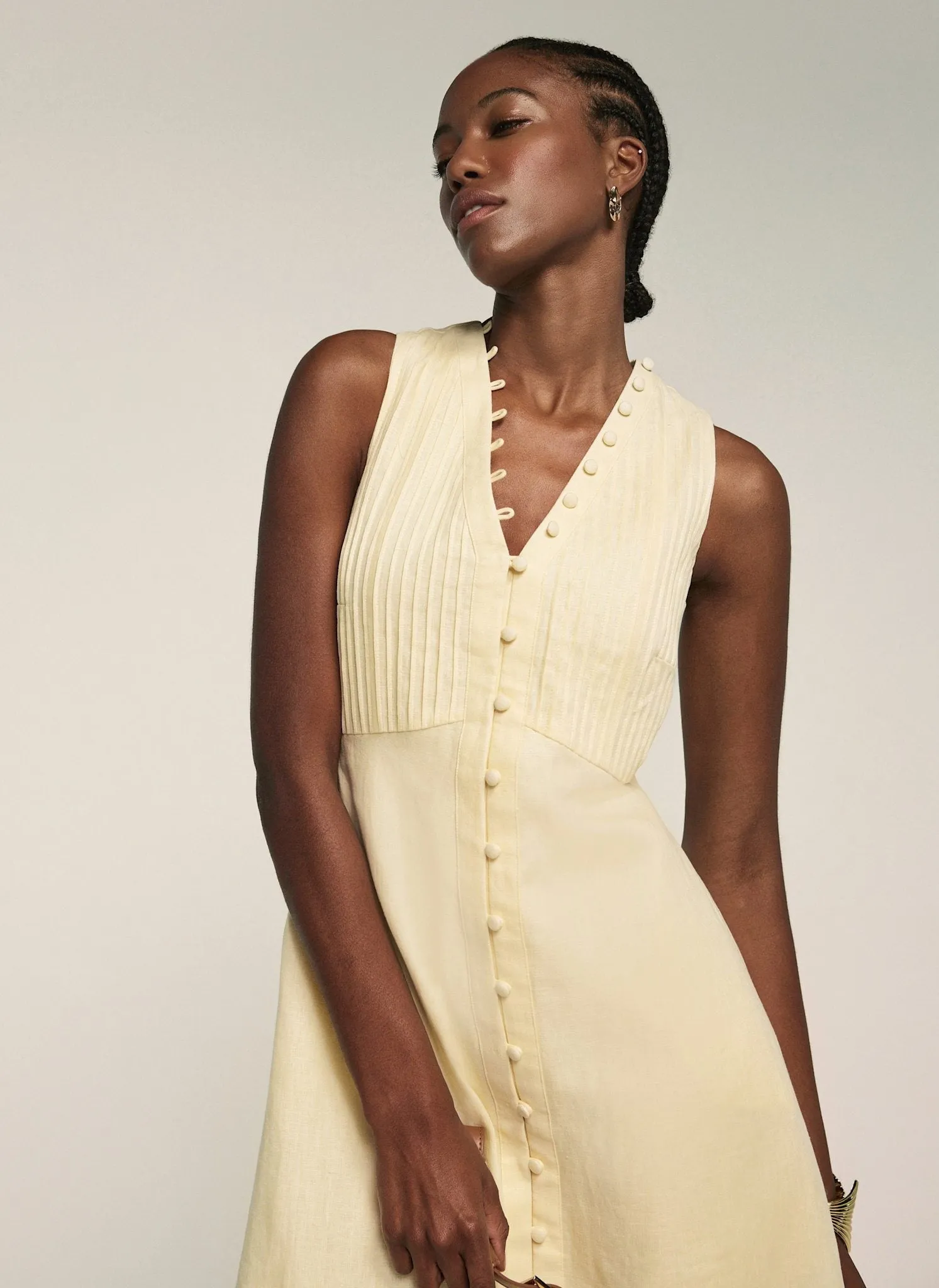 Yellow Linen Midi Dress sold by Mint Velvet product image thumbnail 2