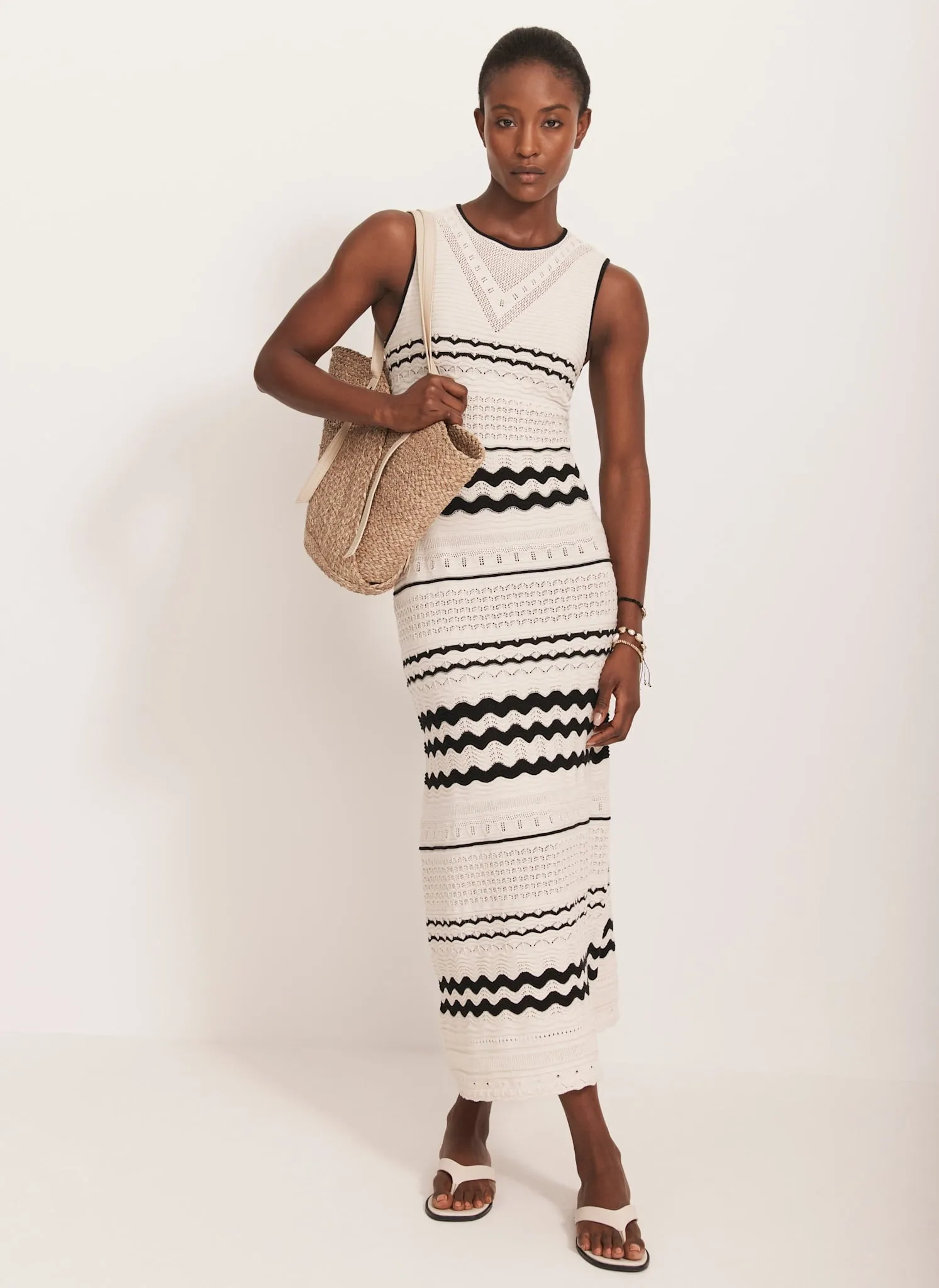 Cream Striped Crochet Maxi Dress sold by Mint Velvet product image thumbnail 4