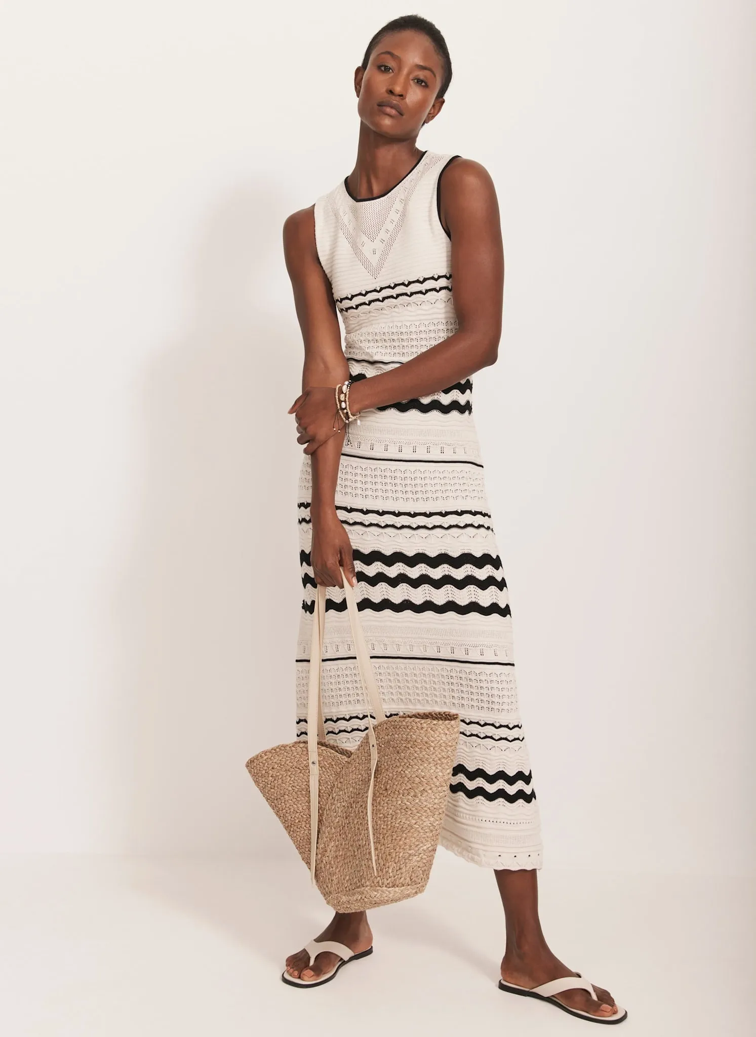 Cream Striped Crochet Maxi Dress sold by Mint Velvet product image thumbnail 2