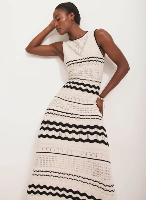 Cream Striped Crochet Maxi Dress sold by Mint Velvet