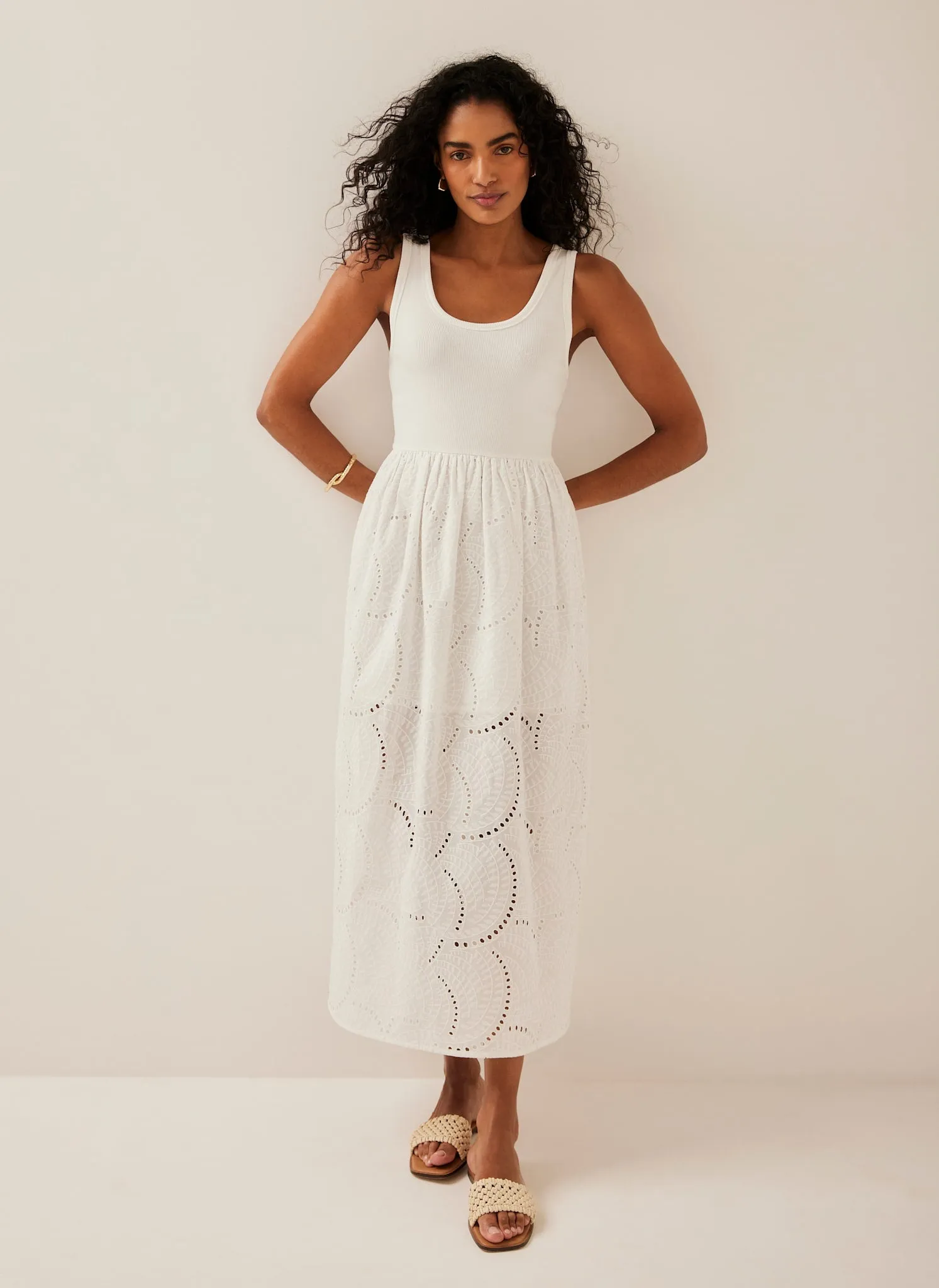 White Broderie Midi Dress sold by Mint Velvet product image thumbnail 5