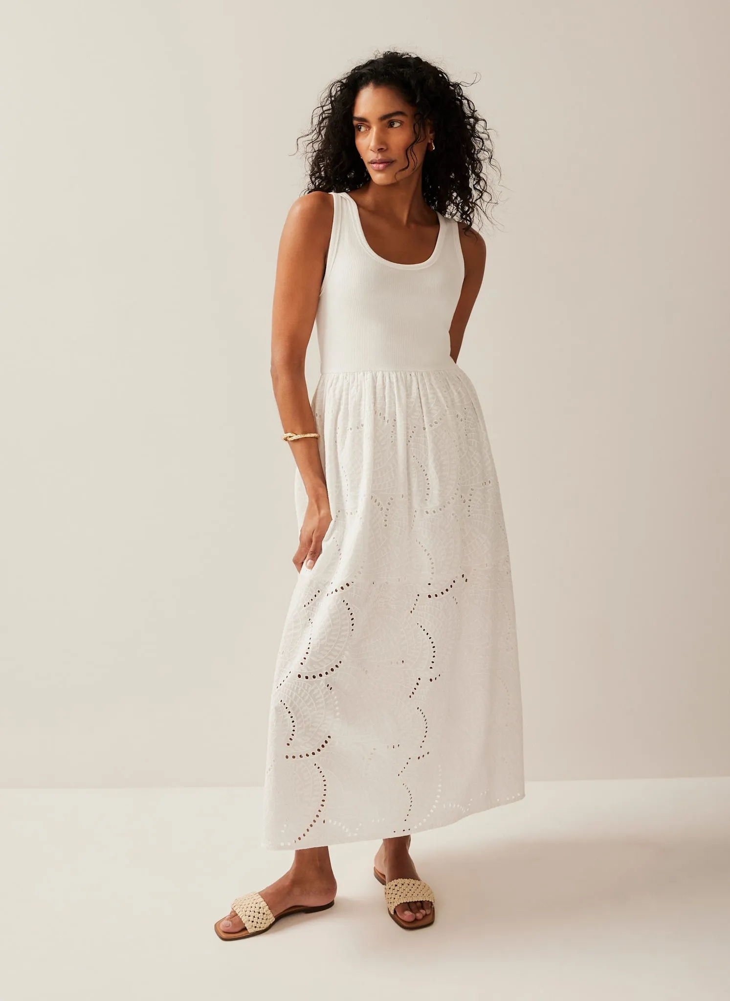 White Broderie Midi Dress sold by Mint Velvet product image thumbnail 2