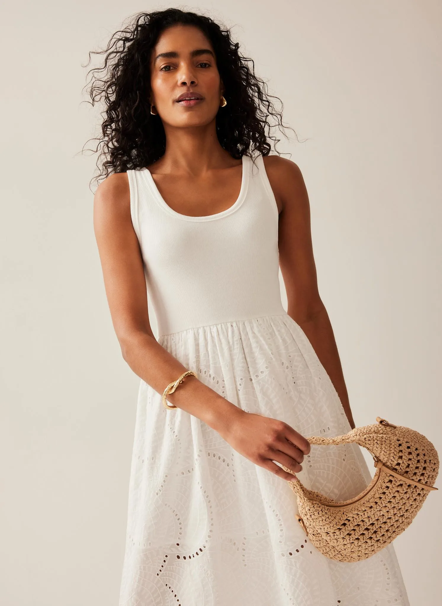 White Broderie Midi Dress sold by Mint Velvet product image thumbnail 3
