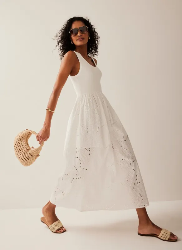 White Broderie Midi Dress sold by Mint Velvet