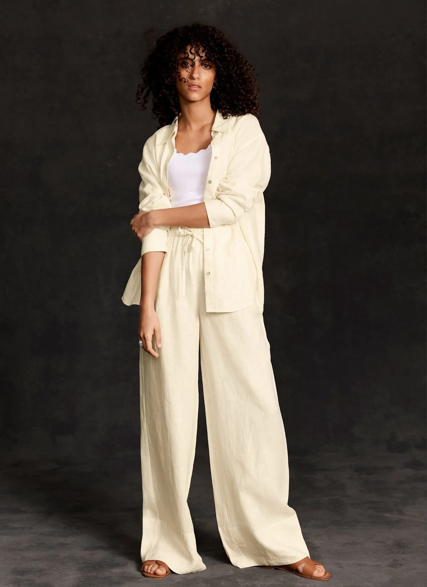 Yellow Linen Wide Leg Trousers sold by Mint Velvet product image thumbnail 5