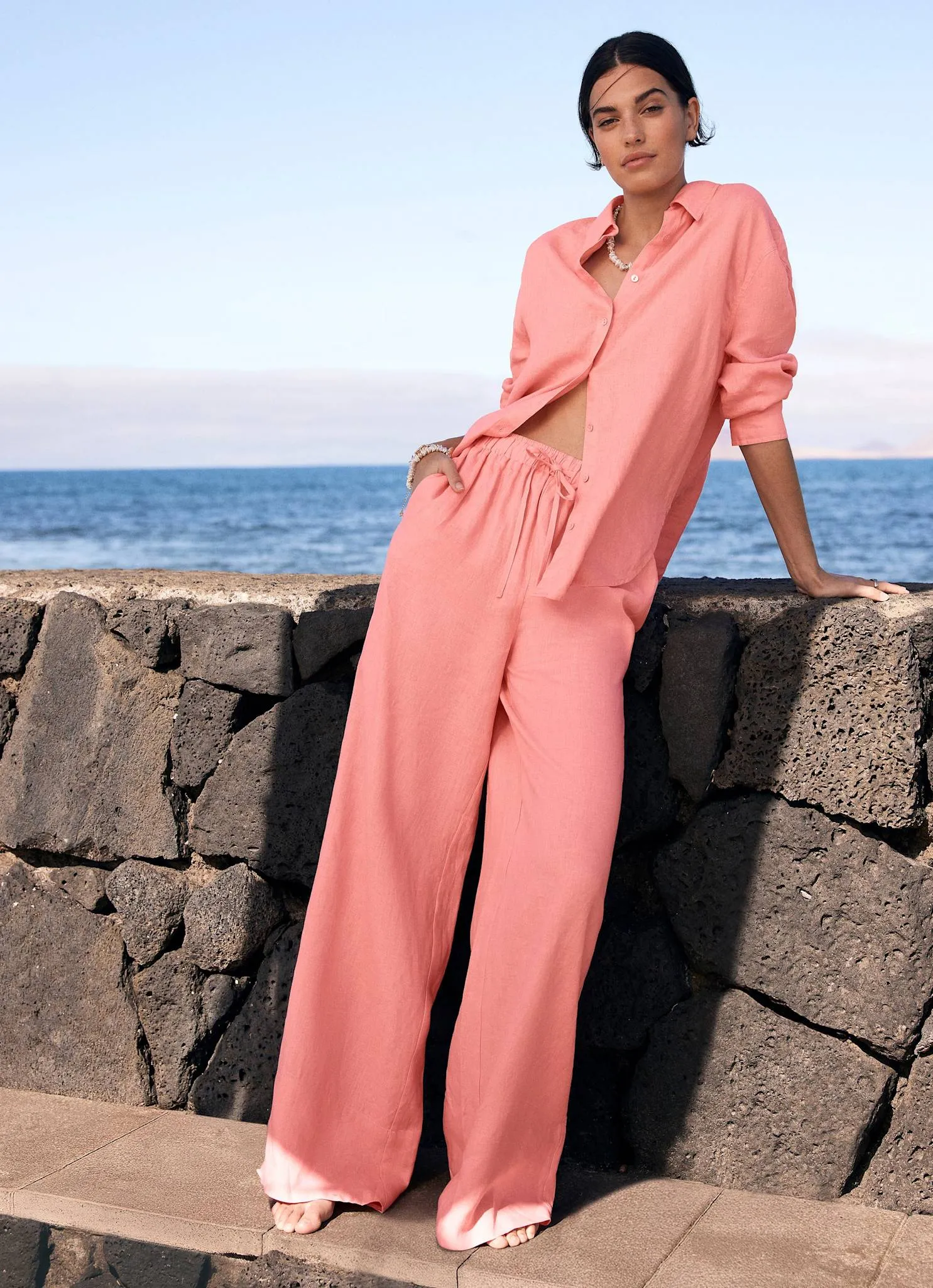 Pink Linen Wide Leg Trousers sold by Mint Velvet product image thumbnail 4