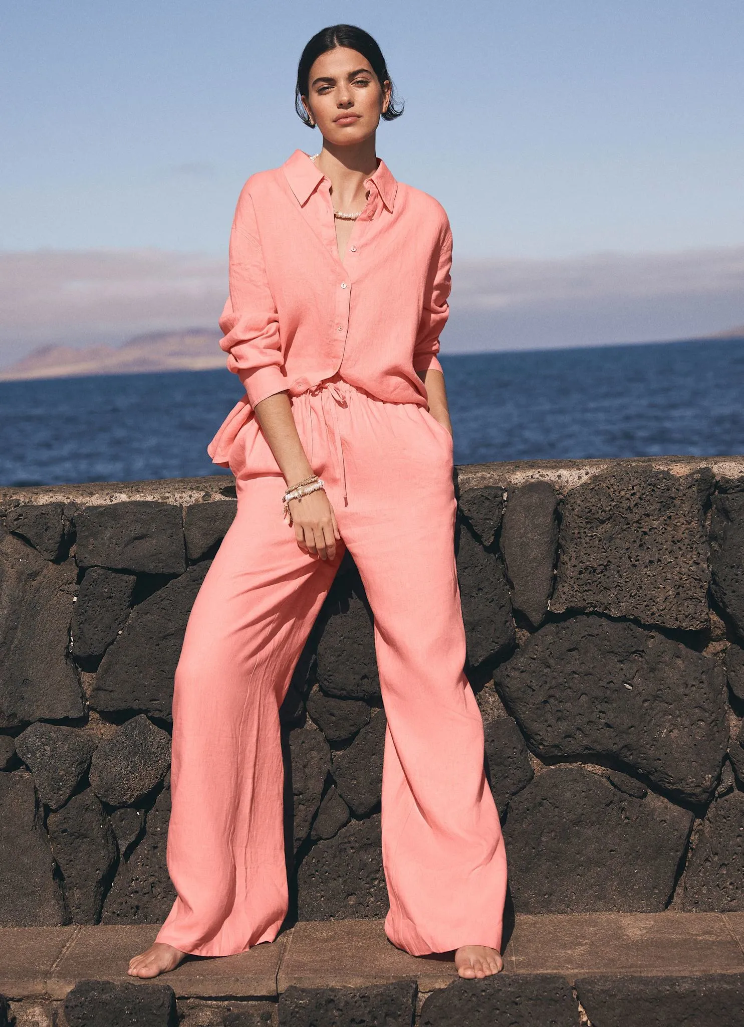 Pink Linen Wide Leg Trousers sold by Mint Velvet product image thumbnail 5